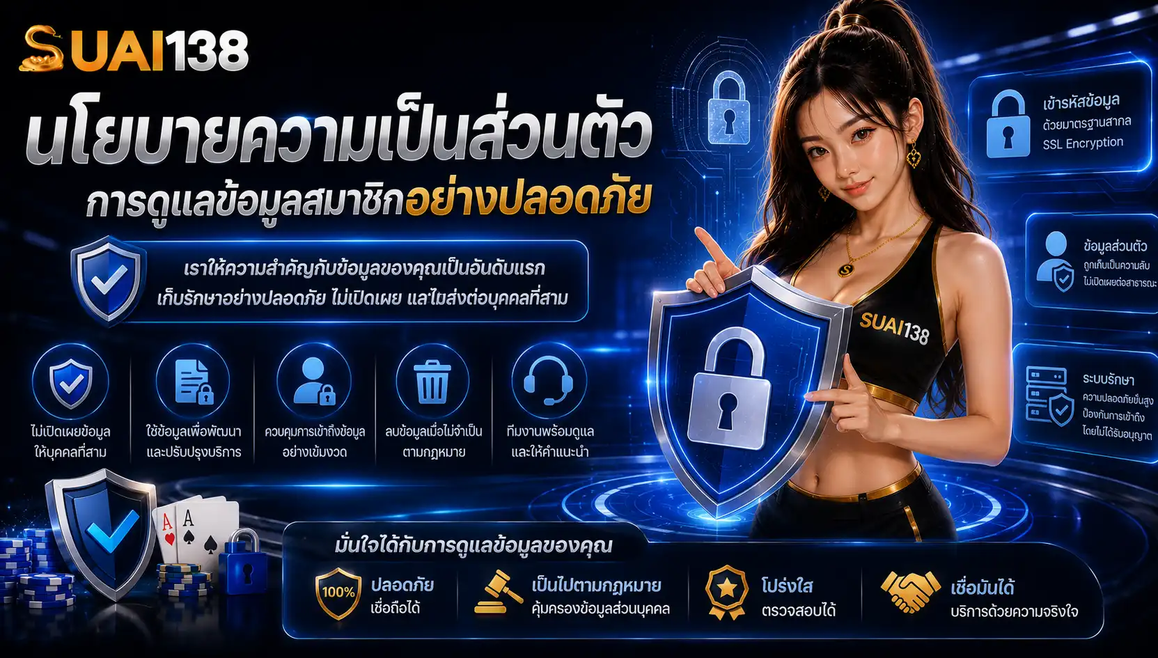 นโยบายความเป็นส่วนตัว suai138 การดูแลข้อมูล